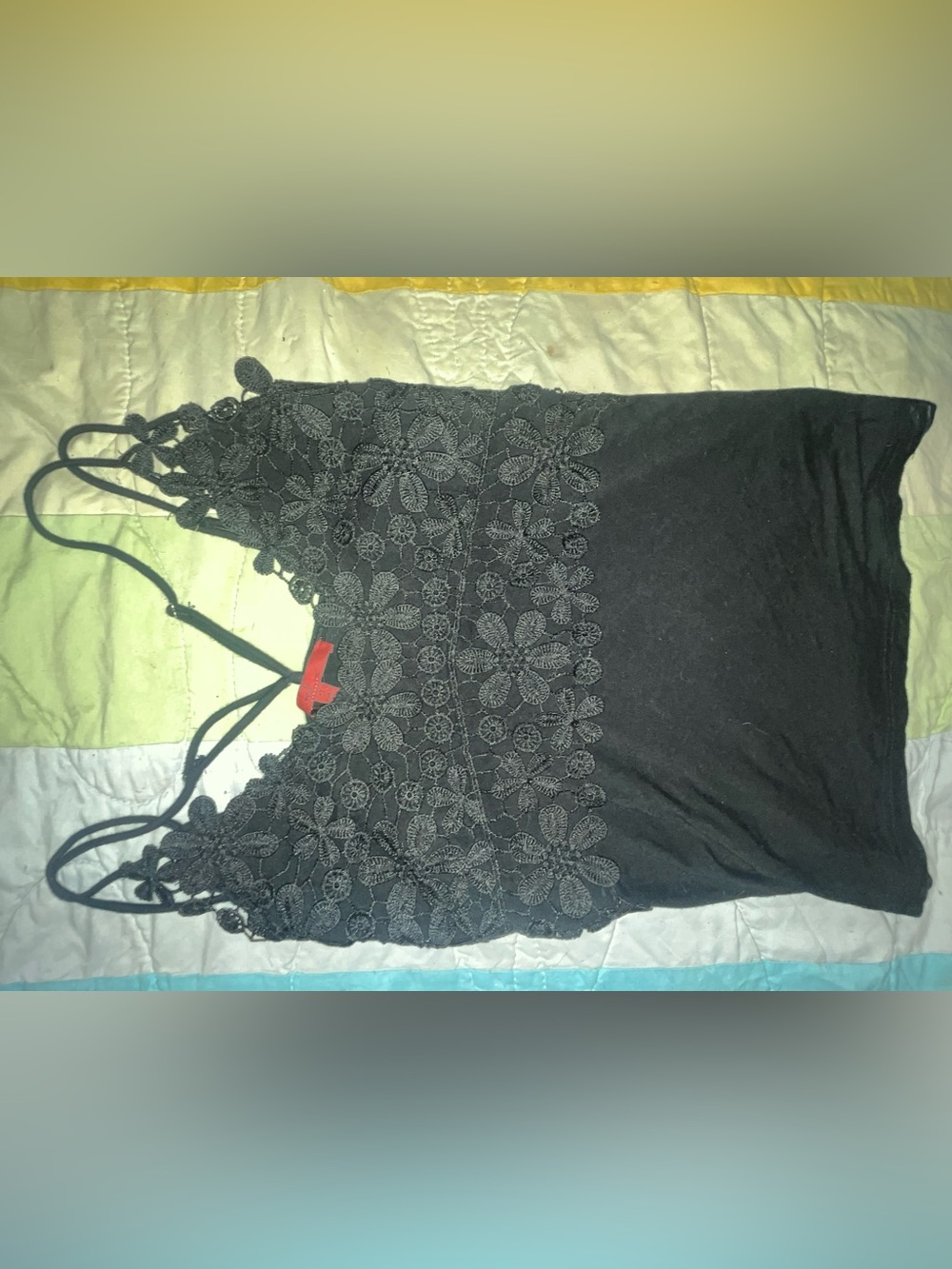 Black Lace-Trim Women's Tank Top